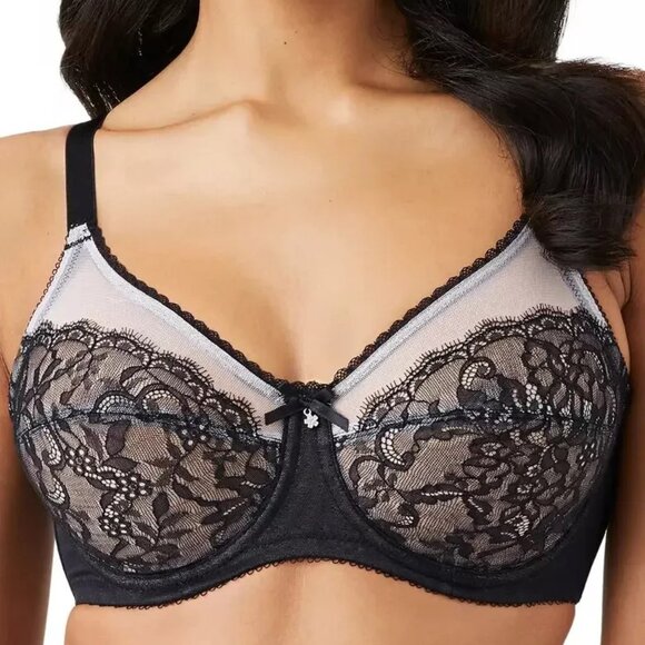 WACOAL Retro Chic Full Figure Underwire Lace Black Bra 855186 - Picture 1 of 10